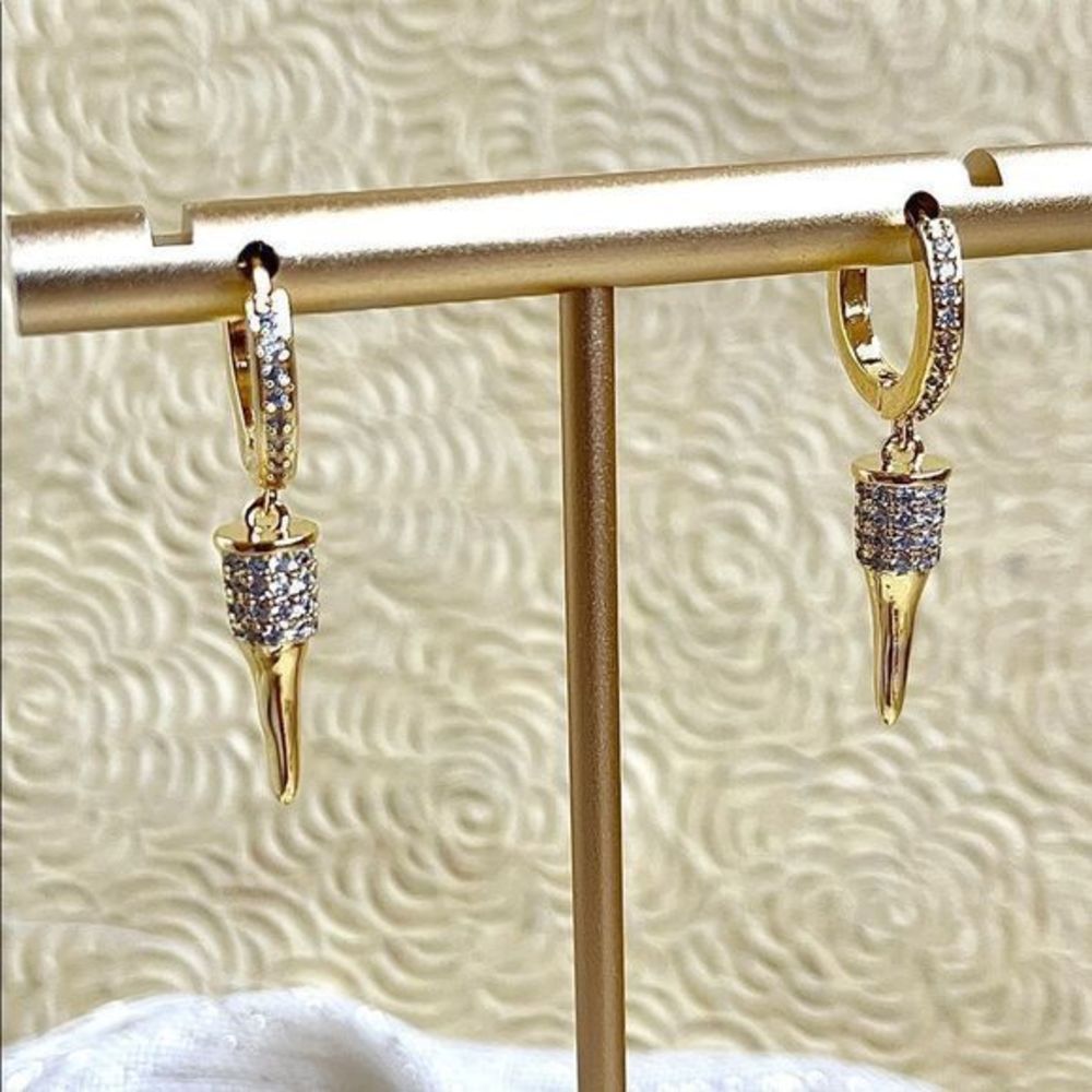 Gold Filled Cubic Zirconia Pave Spike Earrings
